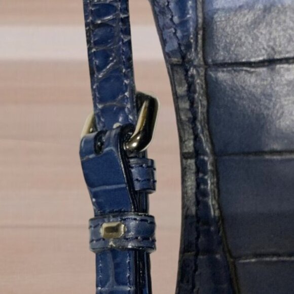 Dooney & Bourke Marine Blue Croc Embossed Leather Satchel - Picture 15 of 16